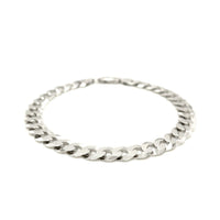 Rhodium Plated 7.9mm Sterling Silver Curb Style Bracelet