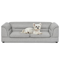 Oversized Pet Sofa, Curved Armrest Rectangular Dog Sofa, Linen Fabric Comfort Pet Couch for Large & Oversized Dogs-LIGHT