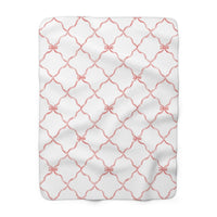 Three Bees Trellis Bow Cozy Sherpa Fleece Blanket - Red - BIG FRENCHIES