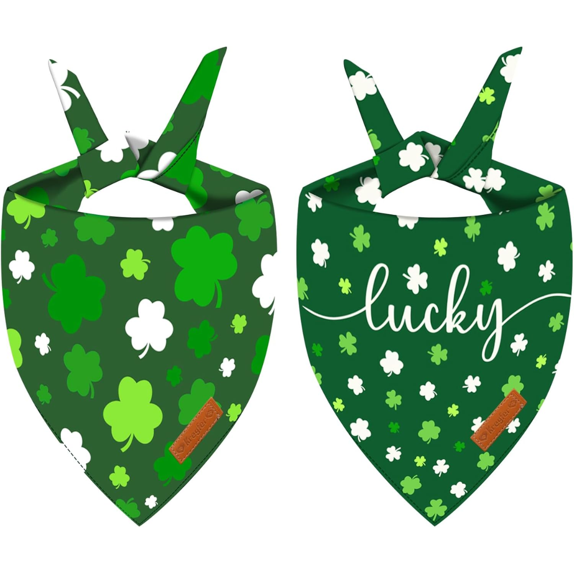 2 Pieces St. Patrick's Day Dog Bandanas, Double-Sided Reversible Triangle Scarf