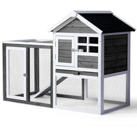 House Type With Ladder Gray Fir Wood Chicken Rabbit Cage