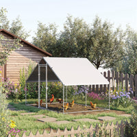 Large Chicken Coop Metal Chicken Run with Waterproof and Anti-UV Cover, Spire Shaped Walk in Fence Cage Hen House for Ou
