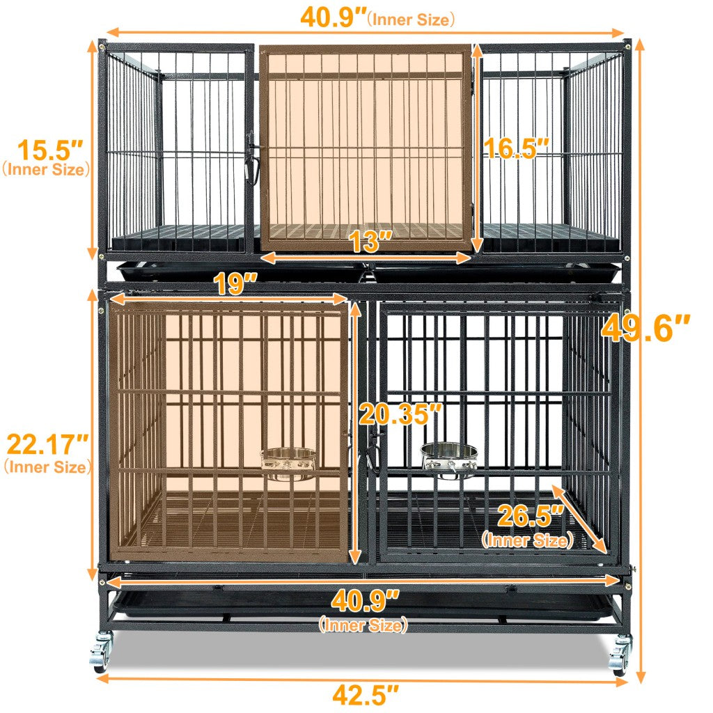42" Stackable Dog Crate 43T+WHLP02