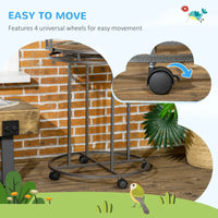 PawHut Parrot Stand Large Bird Perch Stand With Toy Hook 3 Ladders, Parrot Perch, Bird Wooden Stand, Gray