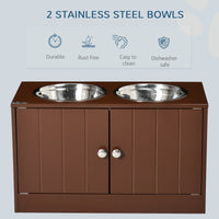 Elevated Dog Bowls with Storage Cabinet, Raised Dog Bowl Stand Pet Food Bowl Dog Feeding Station, Brown