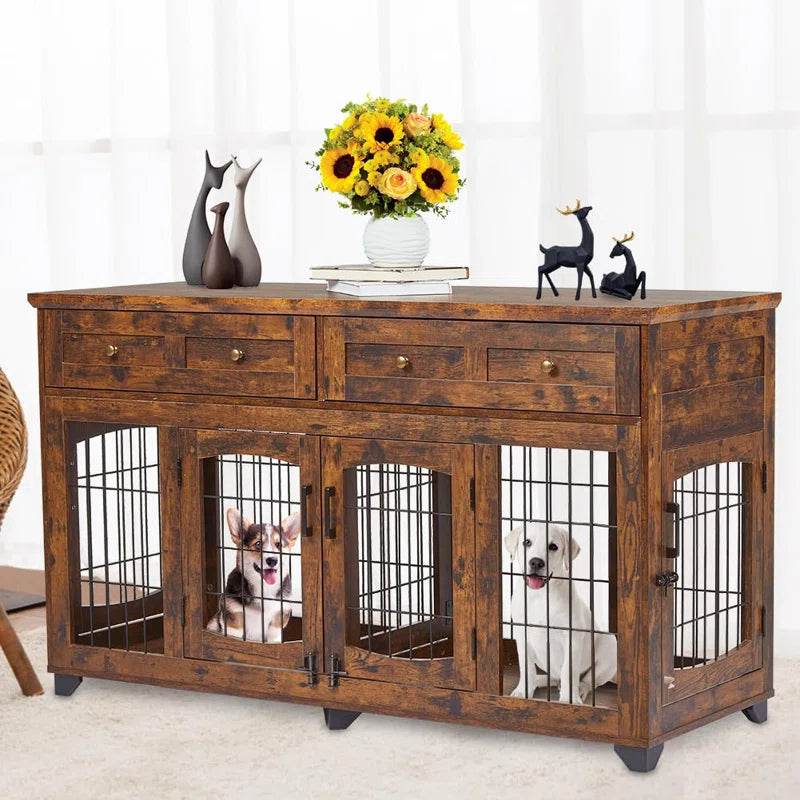 Dog Crate Furniture with Openable Partition - BIG FRENCHIES