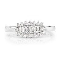 0.37 Carat Genuine White Diamond 14K White Gold Ring (E-F Color, VS-SI Clarity)