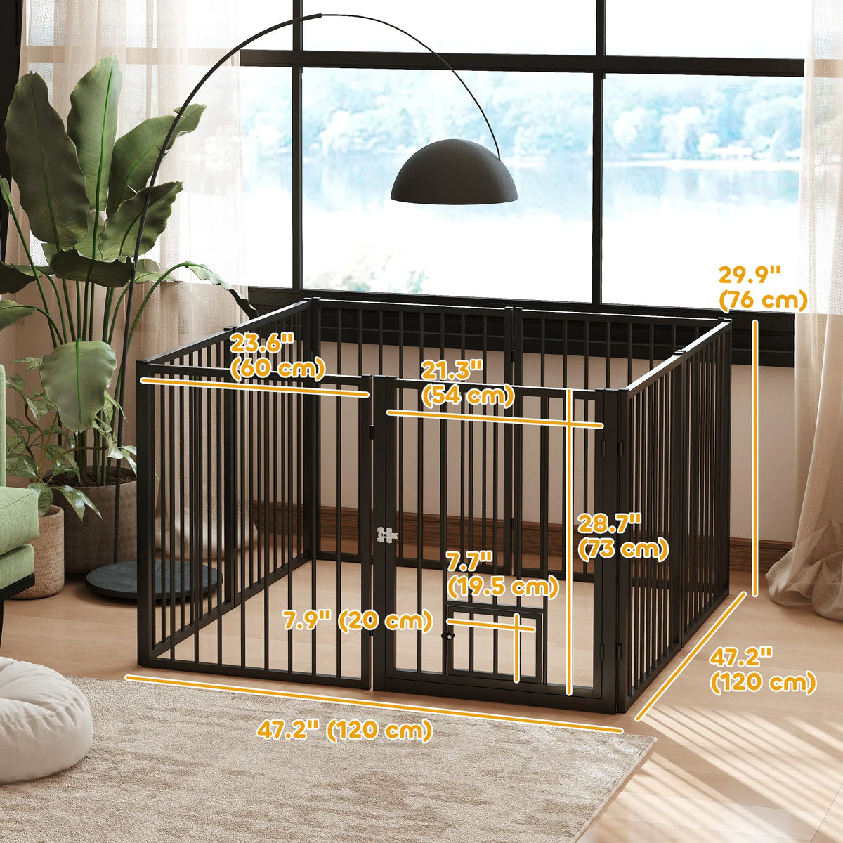 8 Panels Dog Playpen, Foldable Portable Pet Playpen with Door, for Small & Medium Dogs, 30"H