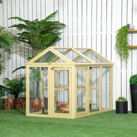 Wooden Chicken Run, Combinable Design with Perches, 4.6 x 2.8, Nature Wood