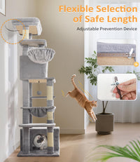 ABCPET Large Cat Tree, Cat Tower, Multi-Tier, Indoor Cat, Sisal Scratching Post, Widened Cat Perching Post, Square Hammo