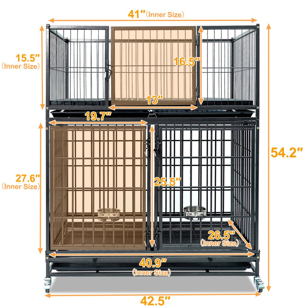 42" Stackable Dog Crate 43S+WHLP02