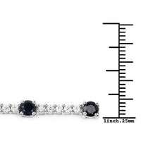 6.21 Carat Genuine Blue Sapphire and White Zircon .925 Sterling Silver Bracelet