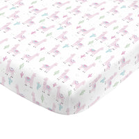 NoJo Super Soft Pink Llama Nursery Crib Fitted Sheet - BIG FRENCHIES