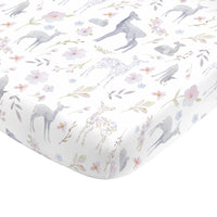 NoJo Super Soft Floral Deer Nursery Mini Crib Fitted Sheet - BIG FRENCHIES