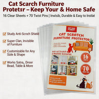 Cat Scratch Furniture Protector Set 16 Clear Sheets, Incldes 8 Sheets Of 279 358mm And 8 Sheets Of 140 358mm, 70 Twist P