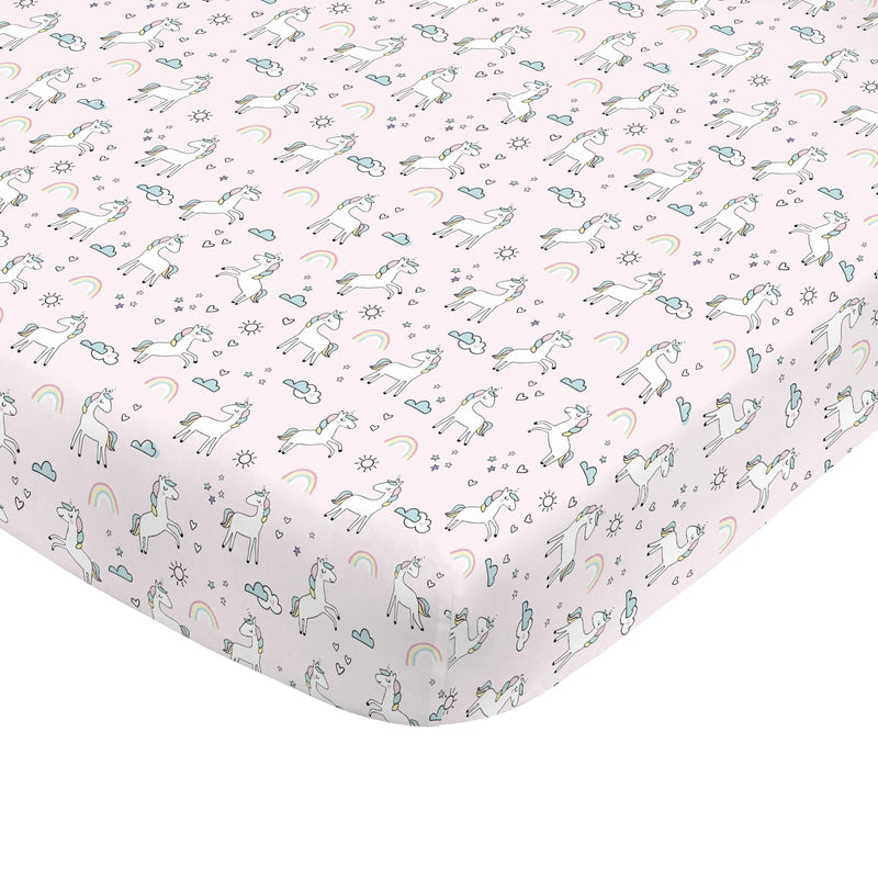 NoJo Super Soft Pink Unicorn Nursery Mini Crib Fitted Sheet - BIG FRENCHIES
