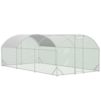 Large Chicken Coop Metal Chicken Run With Waterproof And Anti-UV Cover, Dome Shaped Walk-in Fence Cage Hen House For Out