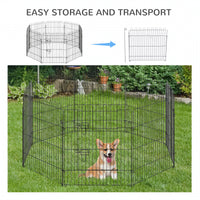 30inch 8-Panel Octagon Pet Exercise Playpen Crate Foldable Dog Cage Pen Puppy Kennel, Black