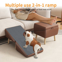(UPGRADED) Dog Stairs for Small Dogs and Cats, Dog Ramp for Couch and Bed, Foldable 2-in-1 Wooden Pet Steps for Puppy, S