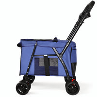 Pet Stroller, Foldable 4-Wheel Design, Breathable Mesh Dog Cat Stroller with Shockproof Wheels, Brake System, Storage Tr