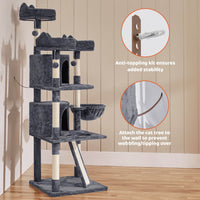 Renwick 69in Large Cat Tree Tower with Condos &amp; Scratching Board - Dark Gray - BIG FRENCHIES