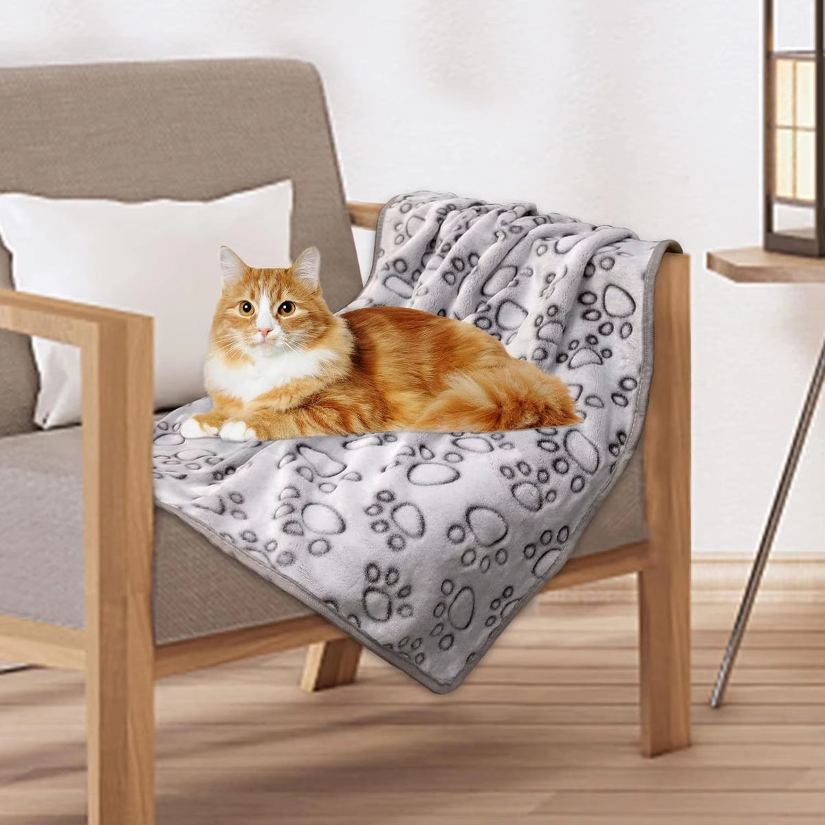 3 PackPet Blanket, Soft Plush Paw Print Dog Blanket Washable, Warm Fleece Cat Blanket For Large Medium Dogs, Sofa Couch 