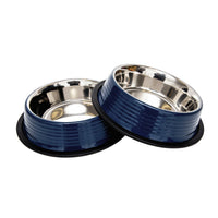 Country Living Set of 2 Ribbed Non-Slip Pet Bowls – Poseidon Blue - BIG FRENCHIES