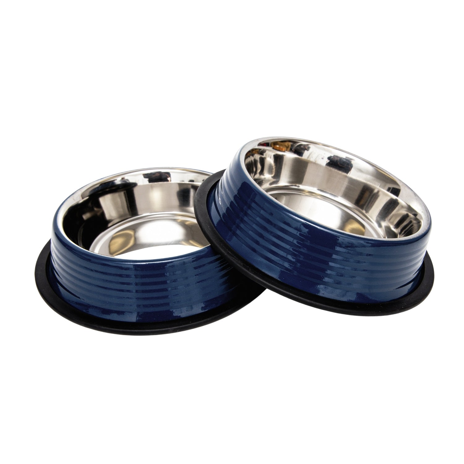 Country Living Set of 2 Ribbed Non-Slip Pet Bowls – Poseidon Blue - BIG FRENCHIES