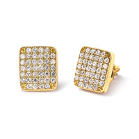 14K Yellow Gold 1/2 Cttw Diamond Square Shaped Composite Cluster Stud  Earrings (I-J Color, I1-I2 Clarity)