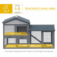 58" Large Rabbit Hutch Outdoor Indoor, Wooden Bunny Hutch, Guinea Pig Cage with Run, Removable Tray, Asphalt Roof, Locka