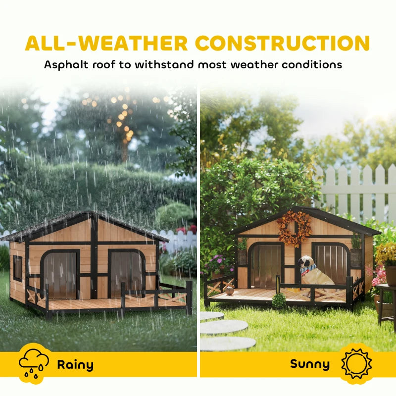 Dog House Outdoor, Wooden Dog Kennel Weatherproof With Porch, Openable Roof, Multiple Packages Shipped. Please Pay Atten