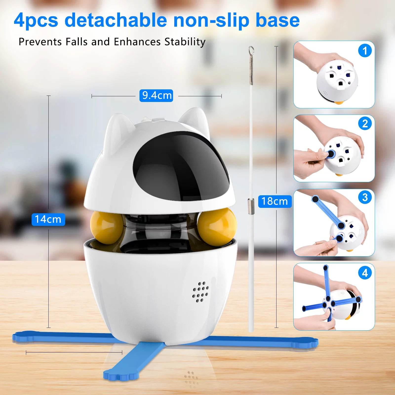 Automatic 3 in 1 Interactive Cat Toy with Laser and Feather for Indoor - BIG FRENCHIES