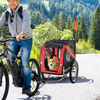 Dog Bike Trailer, Pet Wagon Bicycle Trailer with Easy Folding Cart Frame, 20" Large Rubber Wheels, 3 Entrances, Mesh Scr