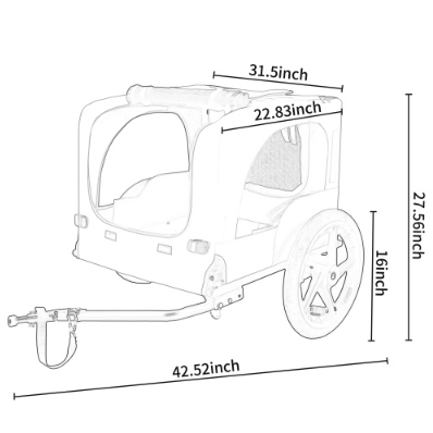 Utdoor Heavy Duty Collapsible Pet Bike Trailer With 16-Inch All Terrain Wheels & Universal Hitch Foldable Dog Cargo Carr