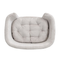 Elevated Dog Bed Frame for Small Dog, Corduroy Pet Couch Bed with Rubber Wood Legs and Supportive Foam, Beige , Easy Ass