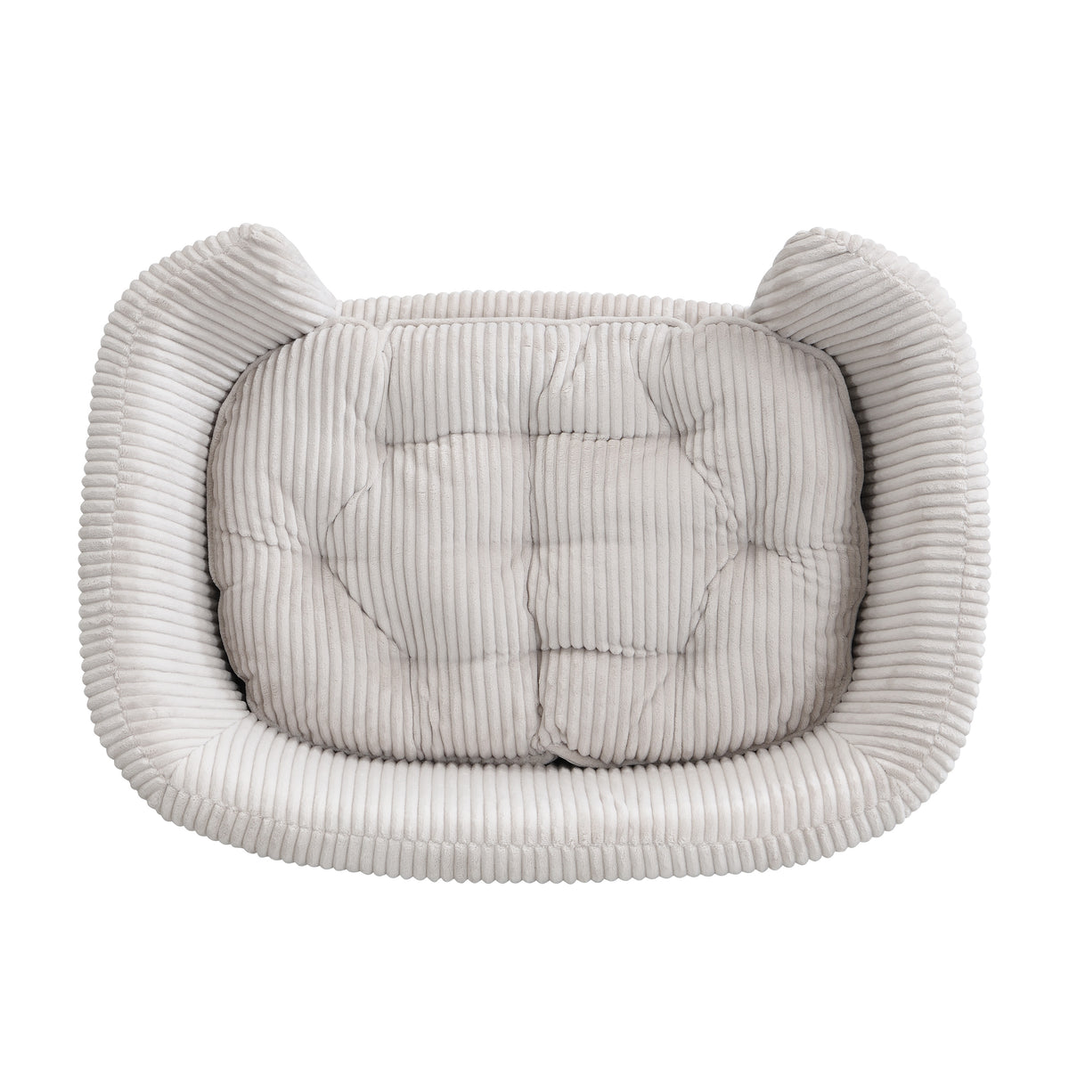 Elevated Dog Bed Frame for Small Dog, Corduroy Pet Couch Bed with Rubber Wood Legs and Supportive Foam, Beige , Easy Ass