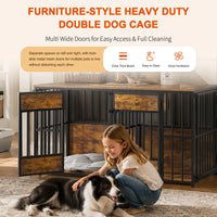 Wooden Dog Crate Furniture, Large Dog Kennel With Storage Top, Indoor Pet Cage