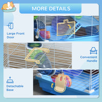 2-Level Hamster Cage Rodent Gerbil House Mouse Mice Rat Habitat Metal Wire with Exercise Wheel, Play Tubes, Water Bottle