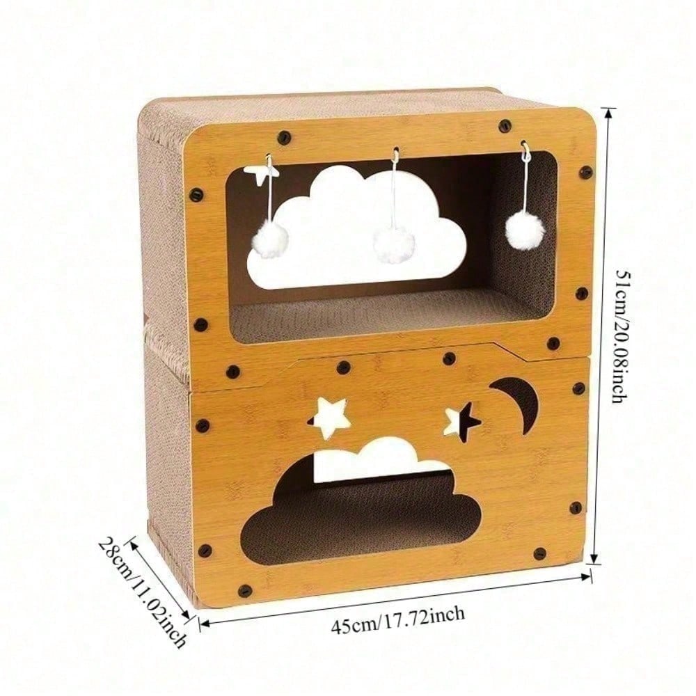 2 Styles Double Layer Cat Scratcher House Multifunctional Corrugated Paper Cat Nest Villa Large Space Cat Cave Bed With 