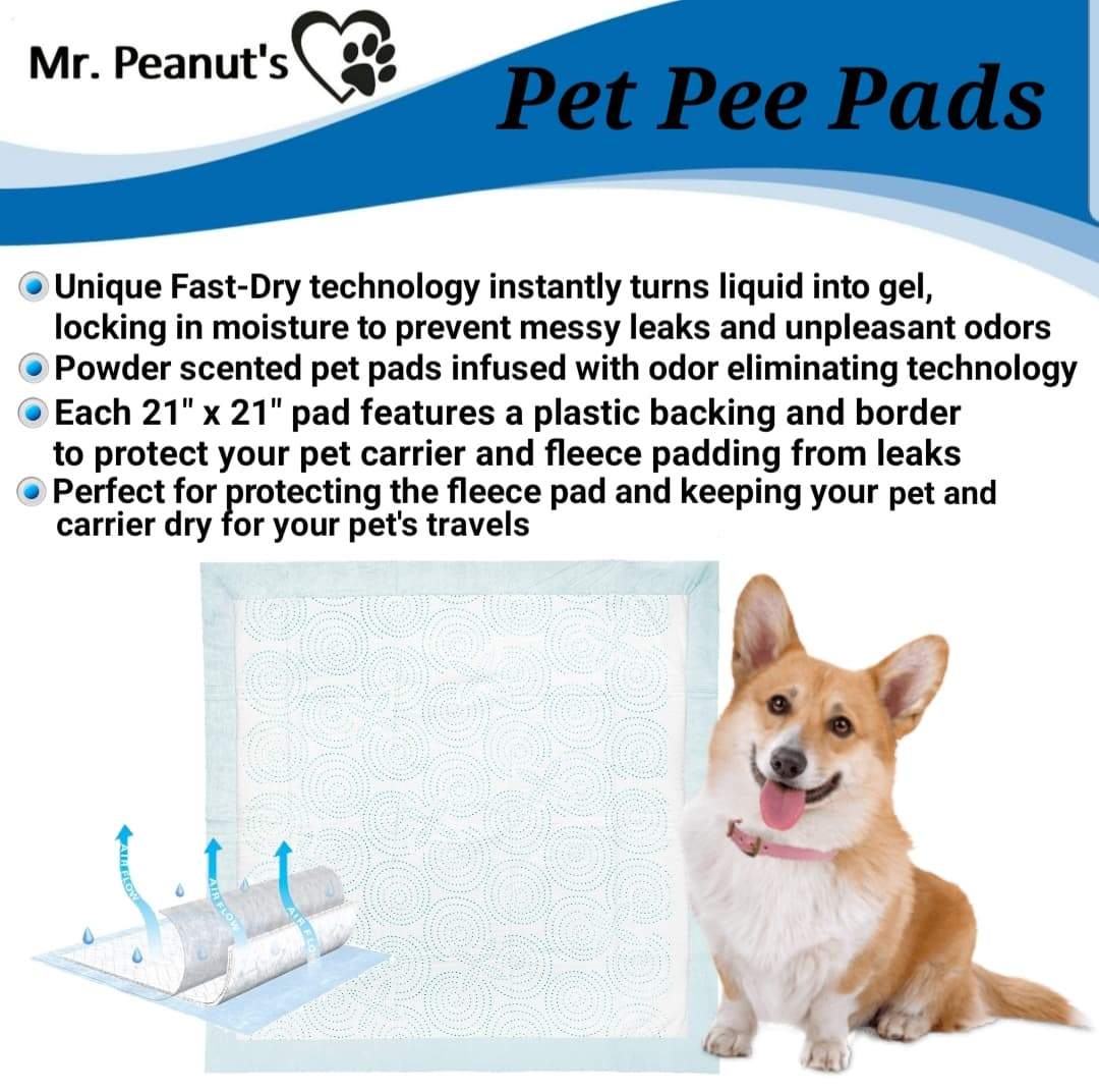 Mr. Peanut’s Premium Absorbent Gel Pee Pads 23"X23", 6 Layers of Lightly Scented Protection - BIG FRENCHIES