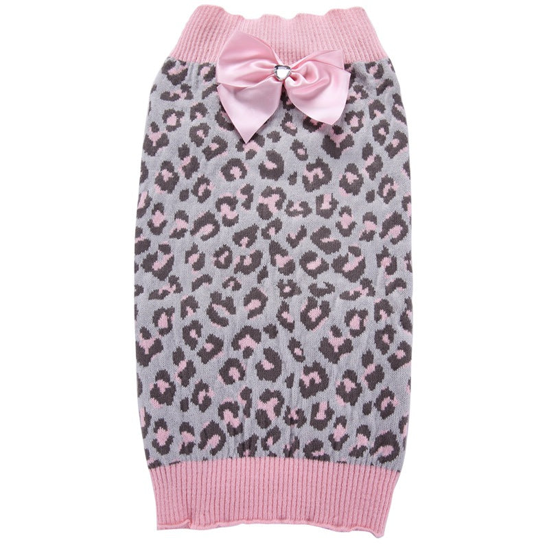 Dog sweater pink leopard-Pet Apparel-BIG FRENCHIES-Jane's Pet Boutique