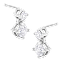 14K White Gold 1 cttw Double Diamond Stud Earrings (H-I Clarity, SI2-I1 Color)