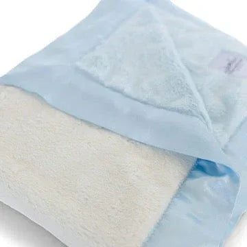 Luxury Duo Satin Border Blanket - Blue/Ivory - BIG FRENCHIES