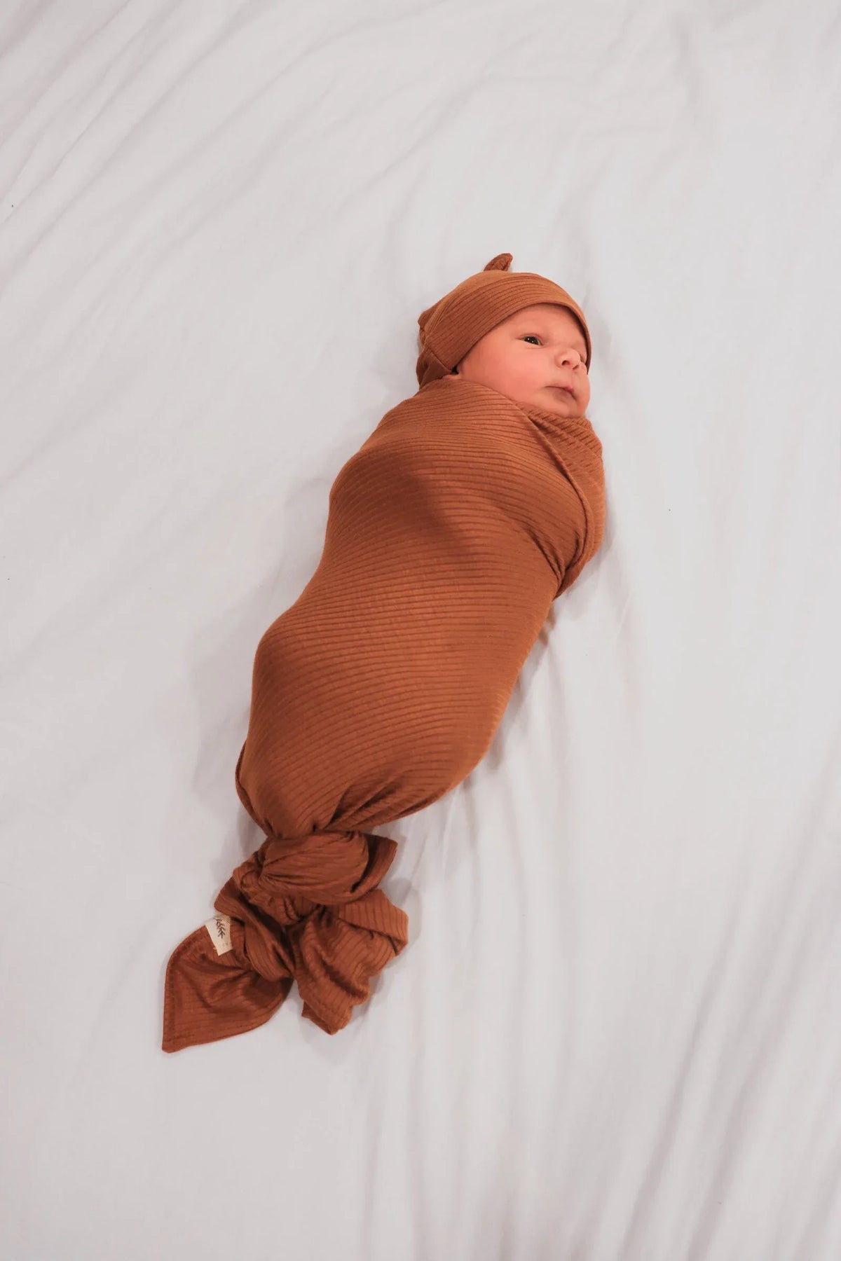 Cocoa Ribbed Stretch Swaddle - BIG FRENCHIES