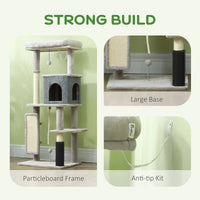 52 Inch Cat Tree with Scratching Posts, Cat Bed, Condo, Grooming Brush, Jumping Platforms, Toy Balls, Anti-tip Kit