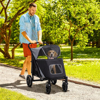 Dog Stroller for Large Medium Small Dogs up to 66 Lbs. 23.5" in Body Length, One-Click Foldable Pet Cat Stroller with St