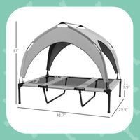 Elevated Dog Bed with Canopy, Raised Outdoor Pet Bed for Camping with Washable Breathable Mesh, 42" x 30" x 37"