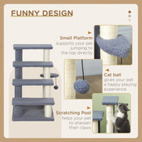 4 Levels Cat Steps with Scratching Posts for High Bed, Sofa, Gray