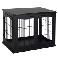 Crate Furniture, 32Small Dog Cage End Table With 2 Doors, Lockable Door, Puppy Kennel Indoor, Black