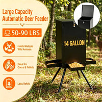 14 Gallon Gravity Deer Feeder 50-90 LBS Capacity Galvanized Coated Steel Wildlife Game Feeder with 4 Feeding Trays Locka